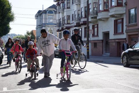 Children and adults biking in San Francisco