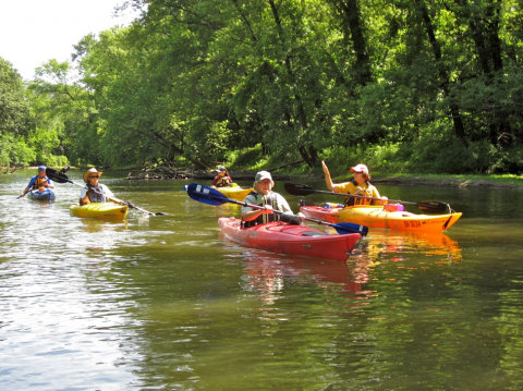 People kayaking on the Cayahoga